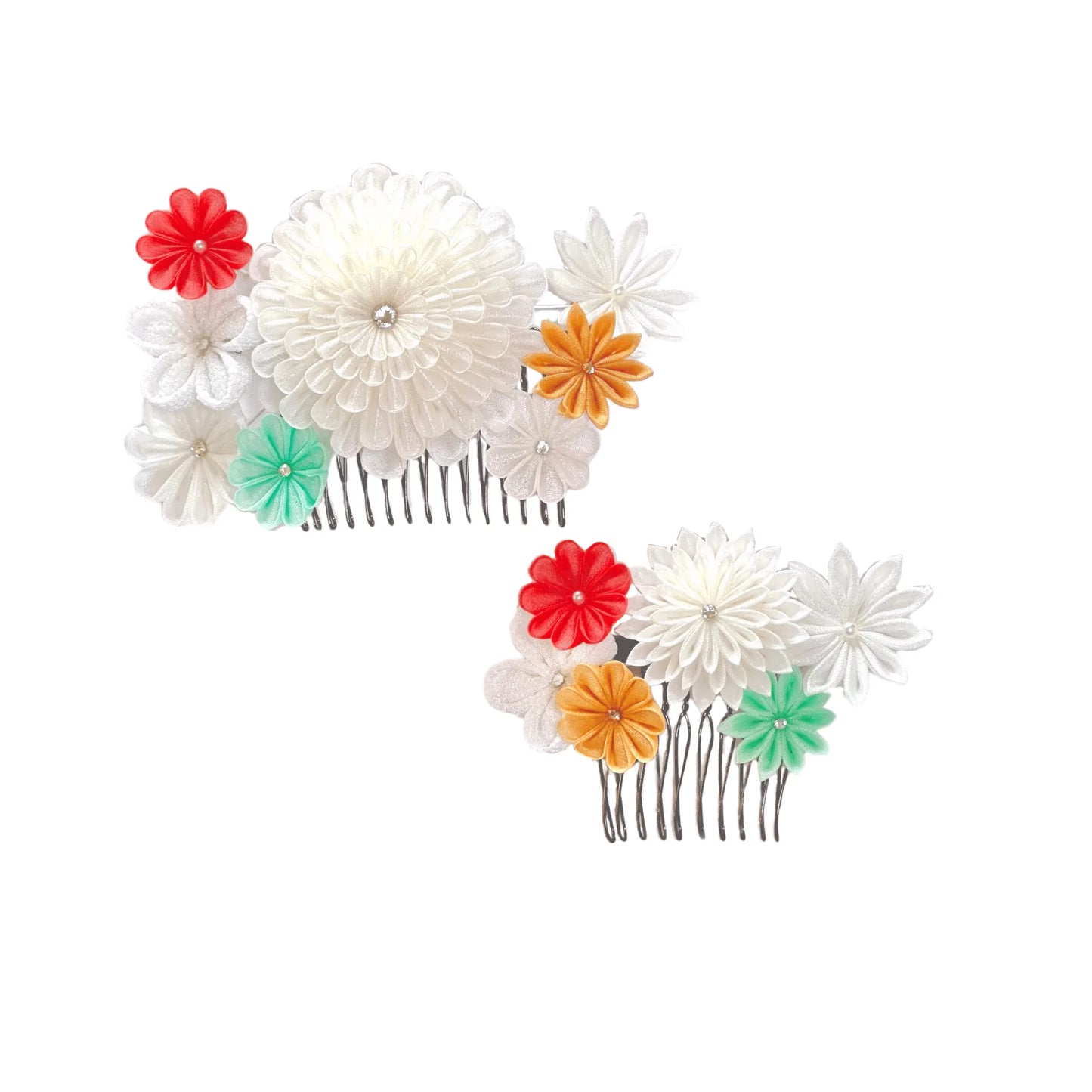 "Hamacho" Round Knob Stepped Chrysanthemum Comb Set of 2
