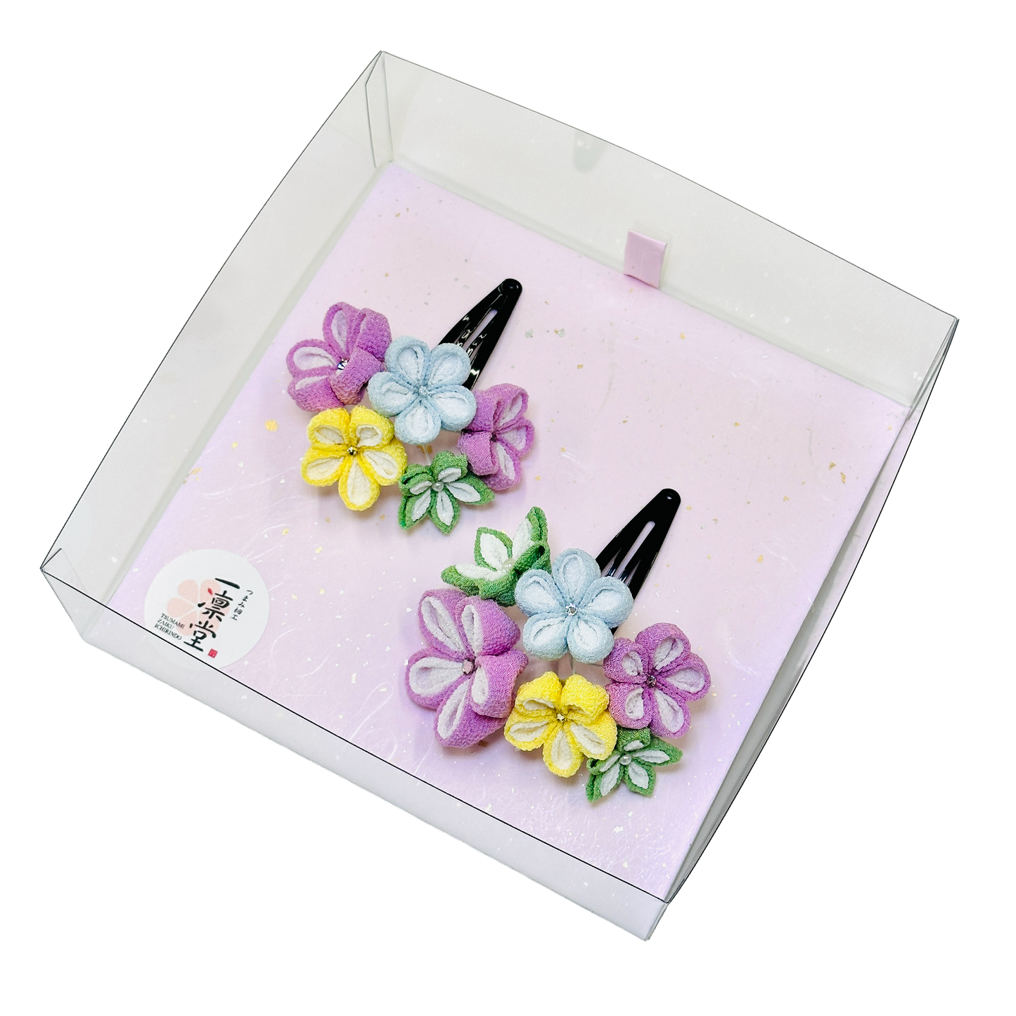 「若月」重ねちりめん2点セット・パッチンピン仕立て・恋桃(ピンク)・夢藤 (パープル)