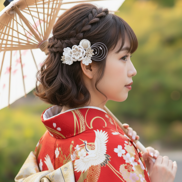 「こいしかわ」ちりめんコーム式髪飾り