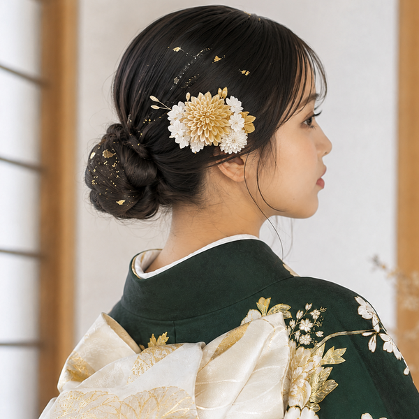 「えびす」段菊コーム髪飾り2点セット