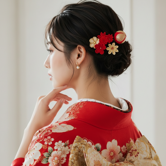 "Koujimachi" 2-piece set with ball hairpin