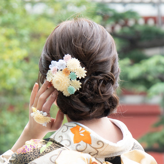 “Hamacho”圆形旋钮阶梯菊花纹梳子套装(2把)