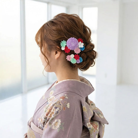"Hanazono" stepped chrysanthemum comb style 2-piece set