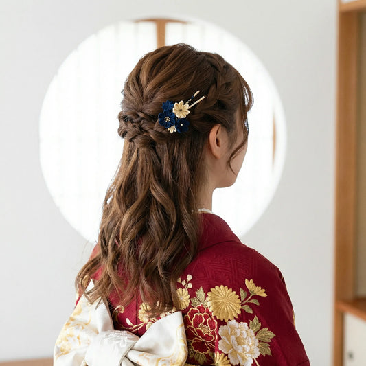 "Koujimachi" 2-piece set with ball hairpin