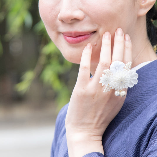 羽二重段菊リング(フリーサイズ)