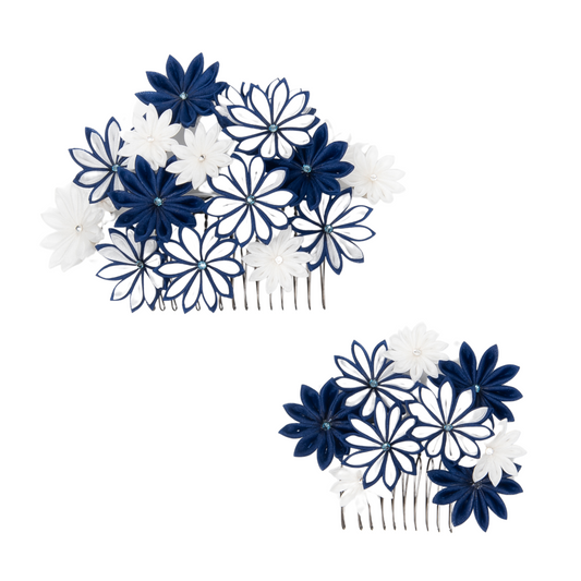 "Yanesen" two-piece comb-style hair accessory set made from sword knobs