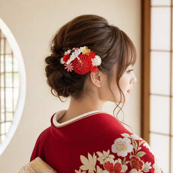 【成人式】「上弦の月」羽二重コーム仕立て(鶴)