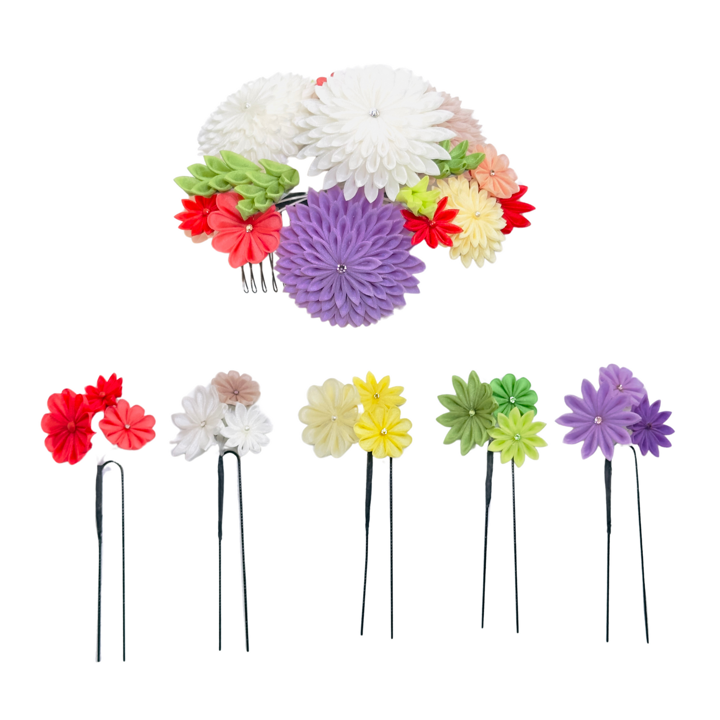 「きおいちょう」コーム式髪飾り＋Uピン5本組