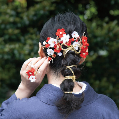 「紅白梅」ARTEDIVA コーム式髪飾り2点セット