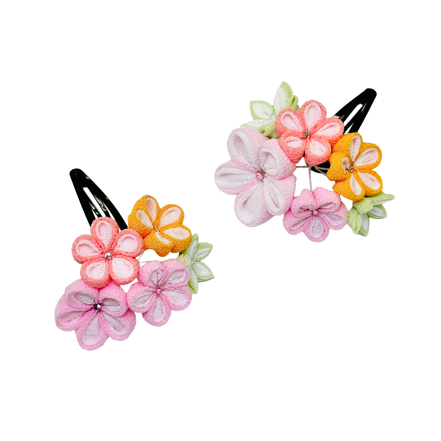 「若月」重ねちりめん2点セット・パッチンピン仕立て・恋桃(ピンク)・夢藤 (パープル)