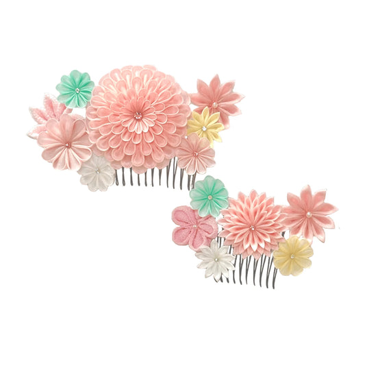 “Hamacho”圆形旋钮阶梯菊花纹梳子套装（2把）