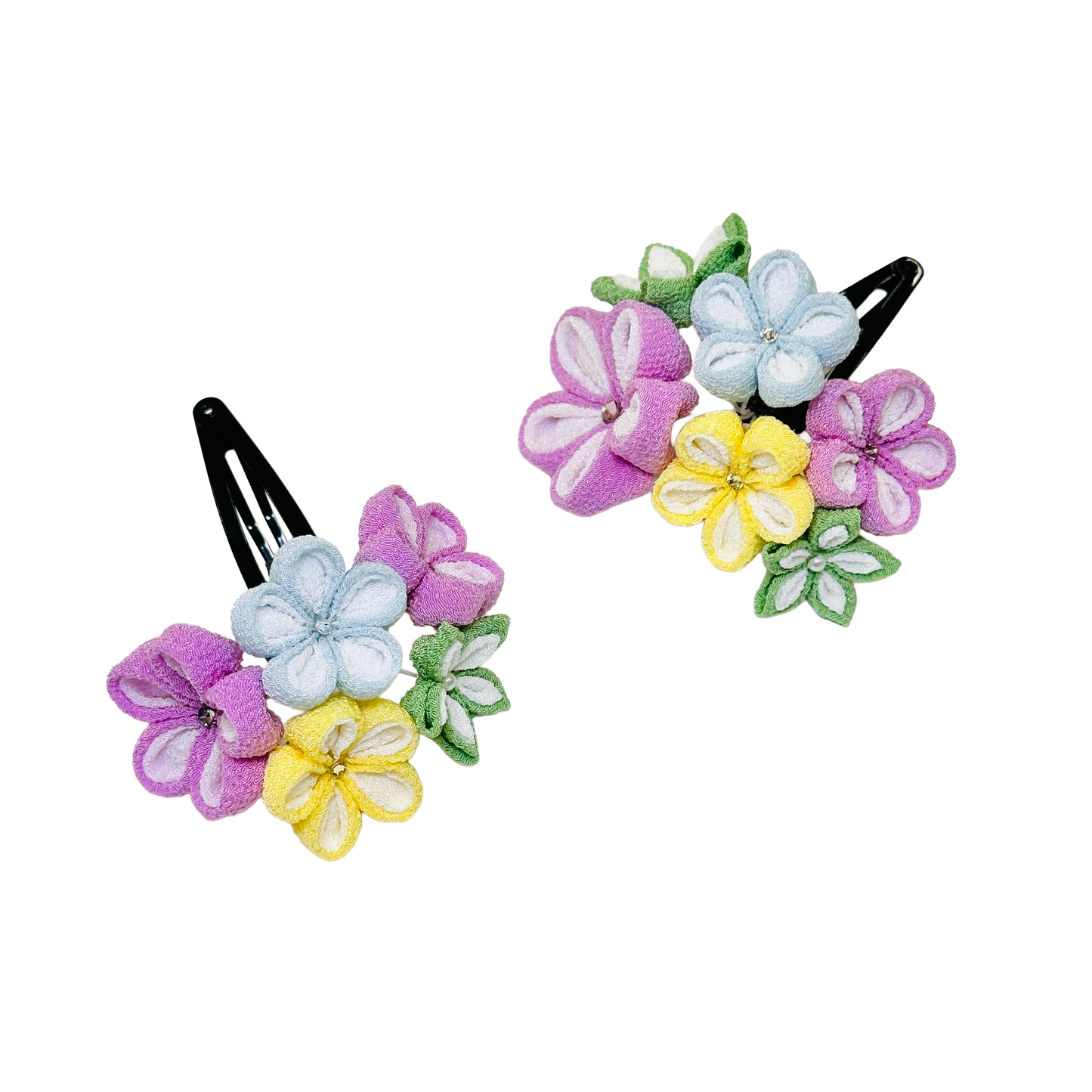 「若月」重ねちりめん2点セット・パッチンピン仕立て・恋桃(ピンク)・夢藤 (パープル)