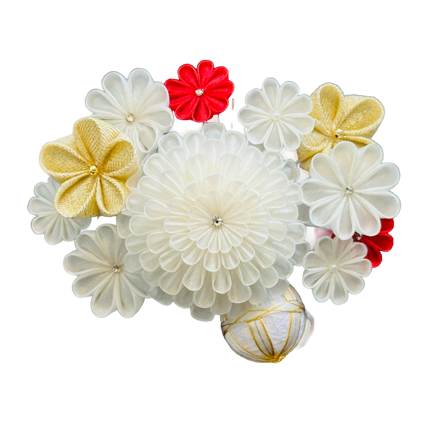 「ゆしま」丸段菊コーム式髪飾り手毬付き