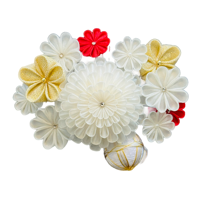 「ゆしま」丸段菊コーム式髪飾り手毬付き