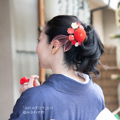 「ゆしま」丸段菊コーム式髪飾り手毬付き