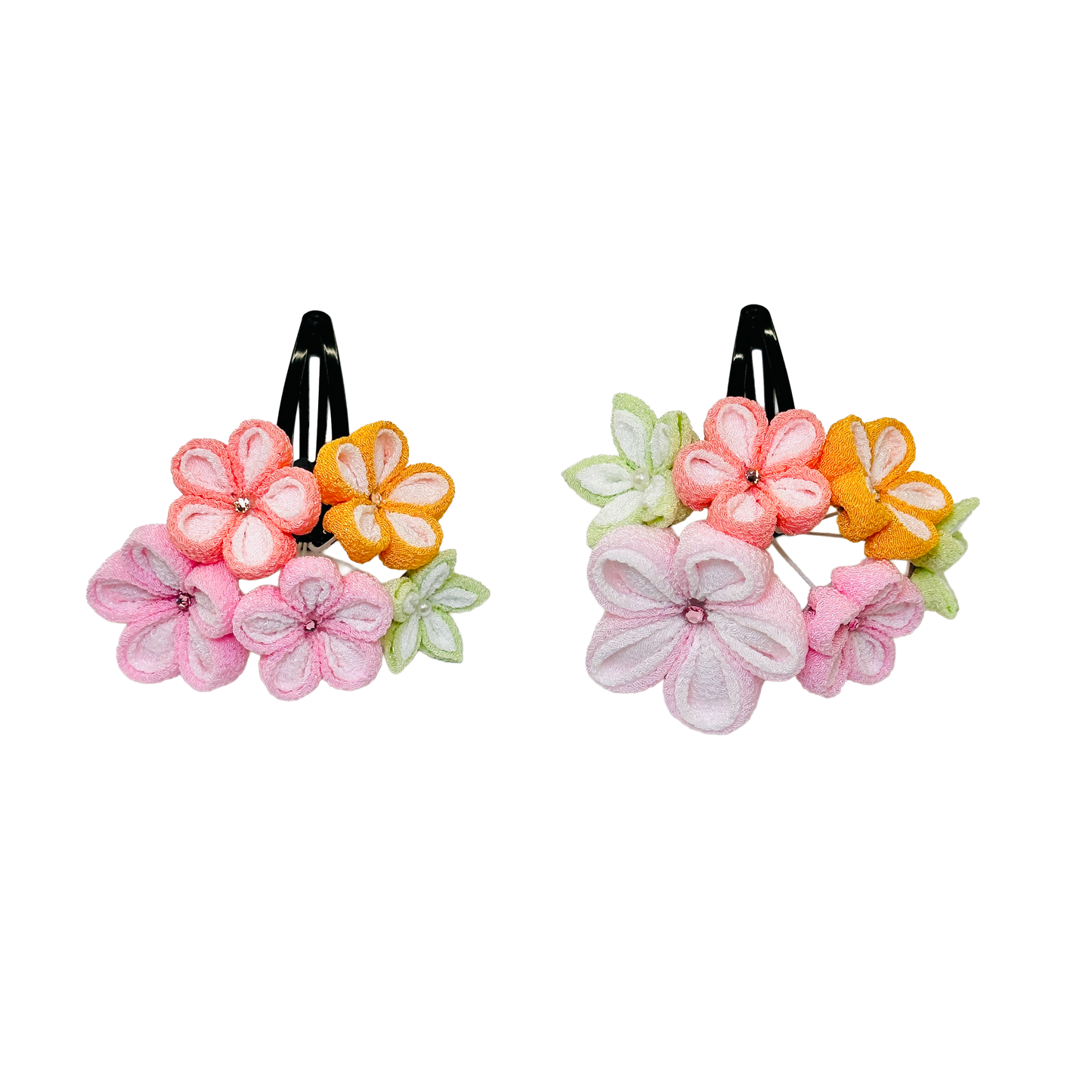 「若月」重ねちりめん2点セット・パッチンピン仕立て・恋桃(ピンク)・夢藤 (パープル)