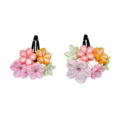 「若月」重ねちりめん2点セット・パッチンピン仕立て・恋桃(ピンク)・夢藤 (パープル)