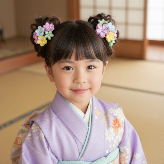 「若月」重ねちりめん2点セット・パッチンピン仕立て