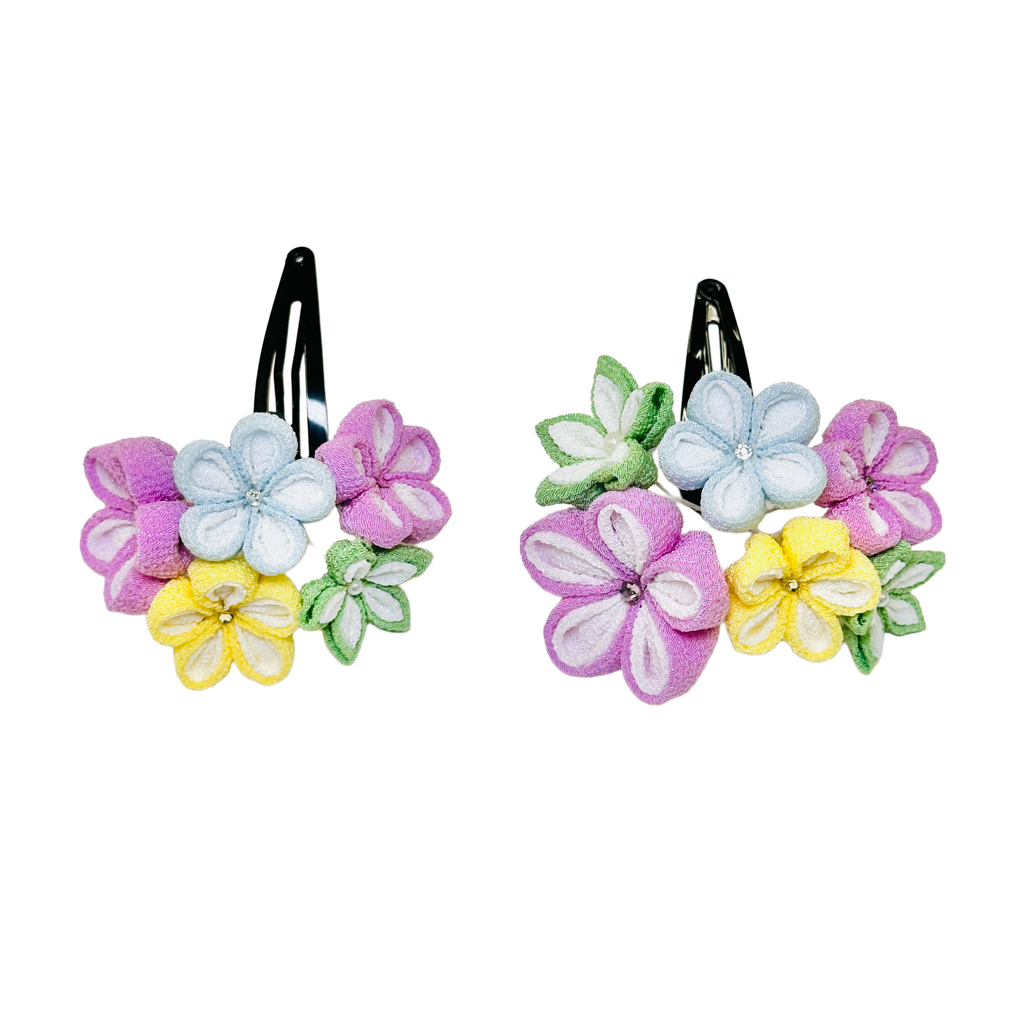 「若月」重ねちりめん2点セット・パッチンピン仕立て・恋桃(ピンク)・夢藤 (パープル)