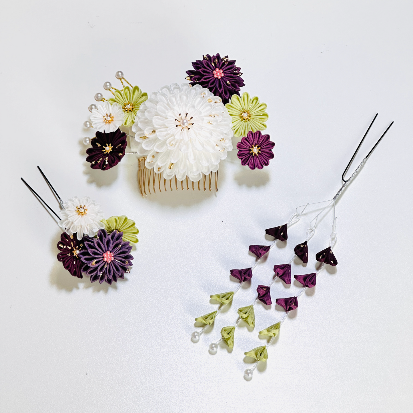 こびきちょう(丸段菊髪飾り2点セット・さがり付き)・ののくら作