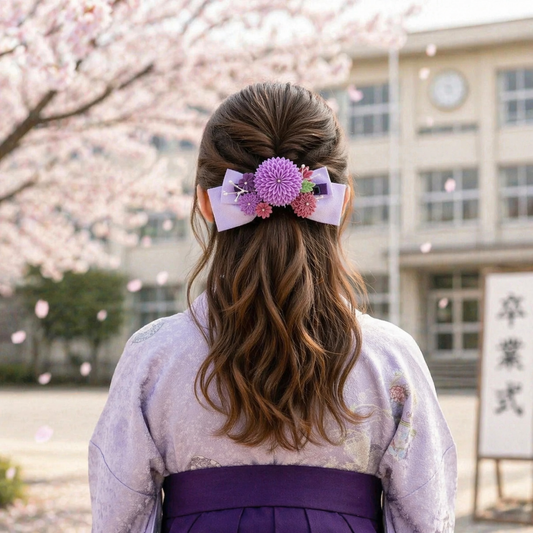 "Hanamuke" clip-on hair accessory that can be used as a hakama decoration
