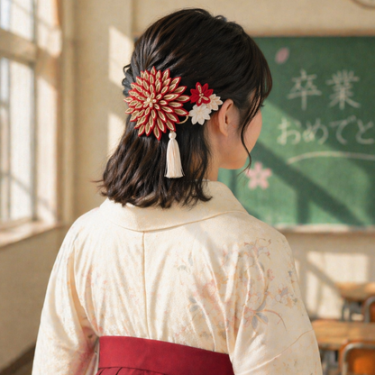 【卒業式】「花栞」一越ちりめん段菊・コーム, Uピン付き
