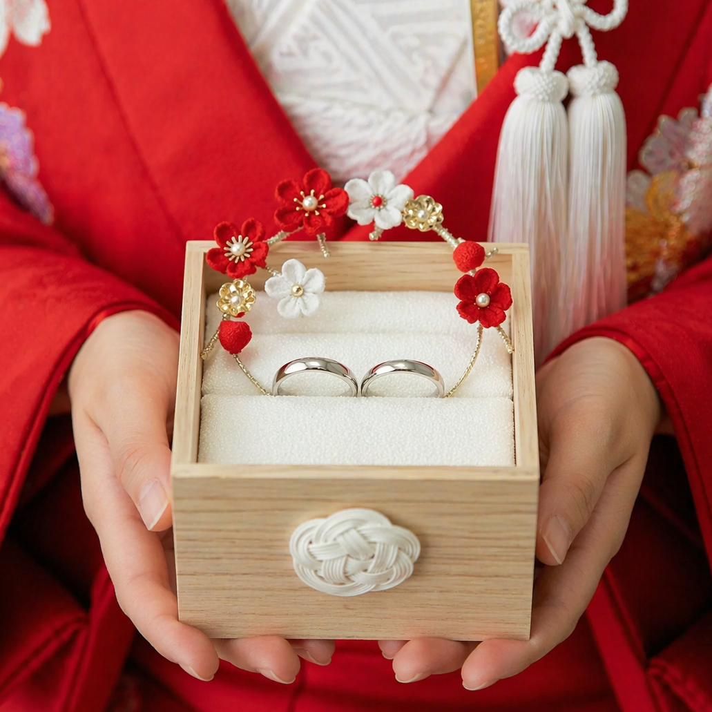 Ring Pillow ARTEDIVA Red and White Plum Blossoms
