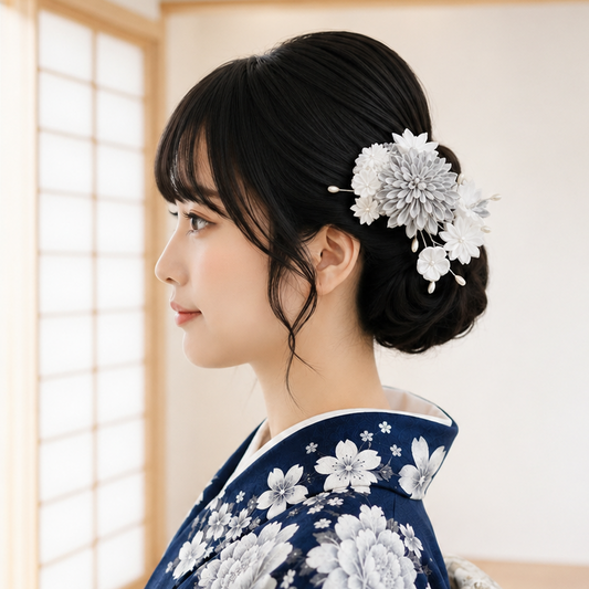 "Ebisu" comb-style hair accessory set (2 pieces)