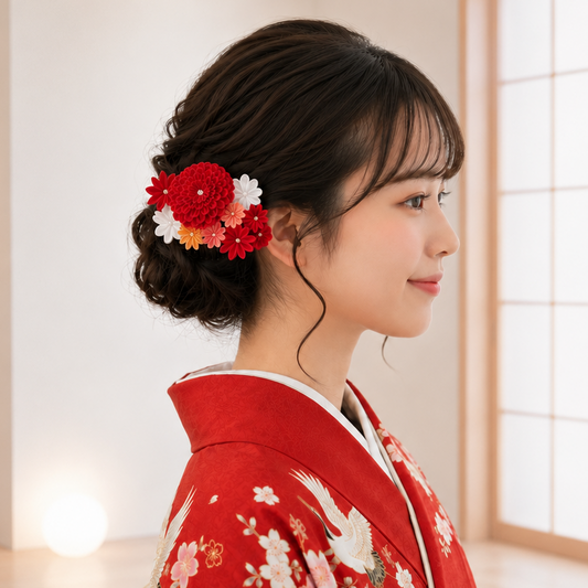"Fukagawa" Round Knob Stepped Chrysanthemum Comb (Single Item)