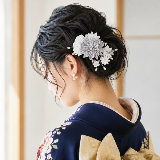 「えびす」段菊コーム髪飾り2点セット