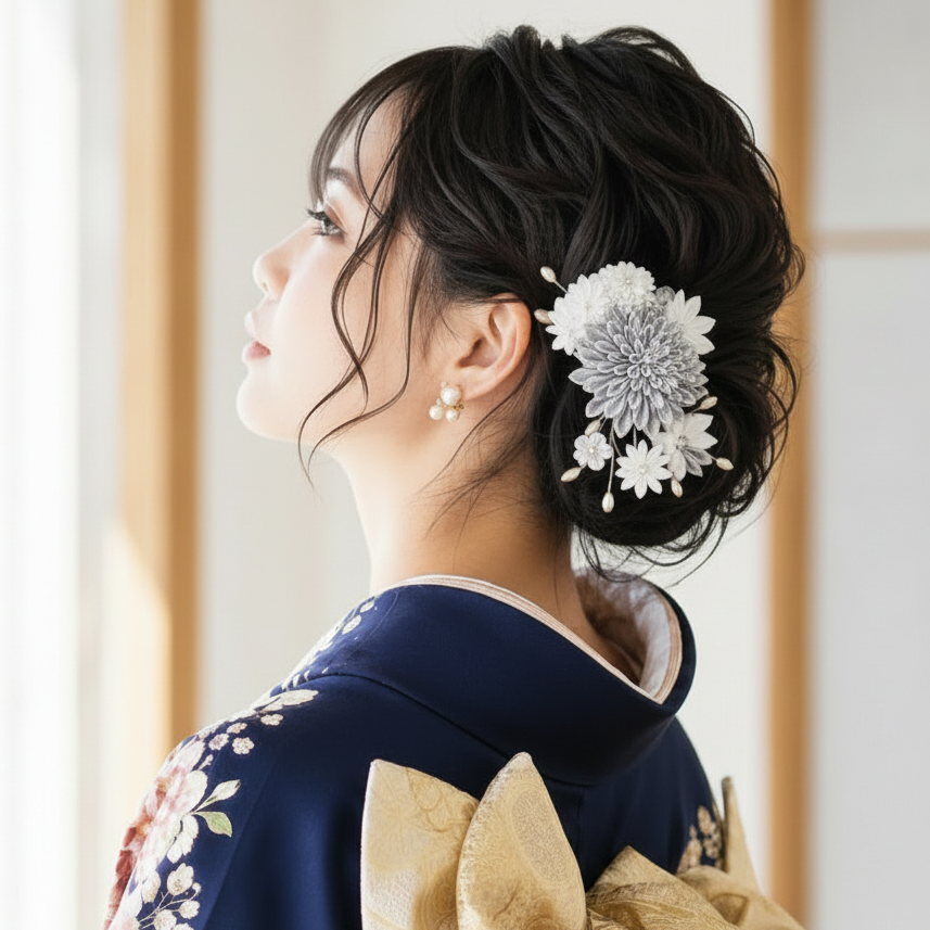 "Ebisu" Chrysanthemum Comb Hairpin Set of 2