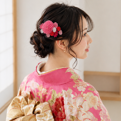 "Fukagawa" Round Knob Stepped Chrysanthemum Comb (Single Item)