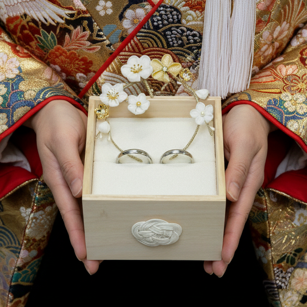 Ring Pillow ARTEDIVA Red and White Plum Blossoms