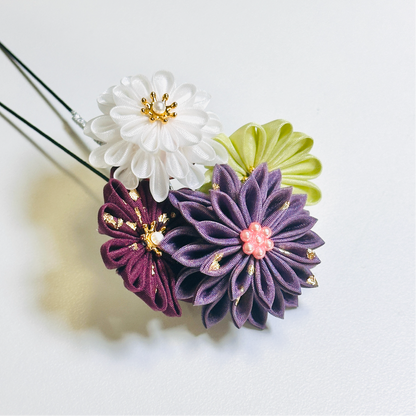 こびきちょう(丸段菊髪飾り2点セット・さがり付き)・ののくら作