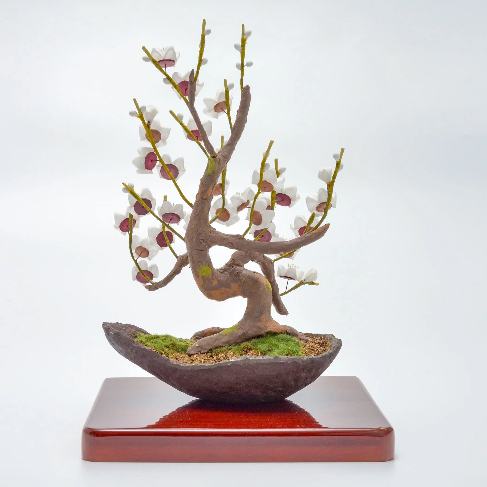 白梅花(盆景风格) – つまみ細工一凛堂 白梅花(盆景风格) – つまみ細工一凛堂