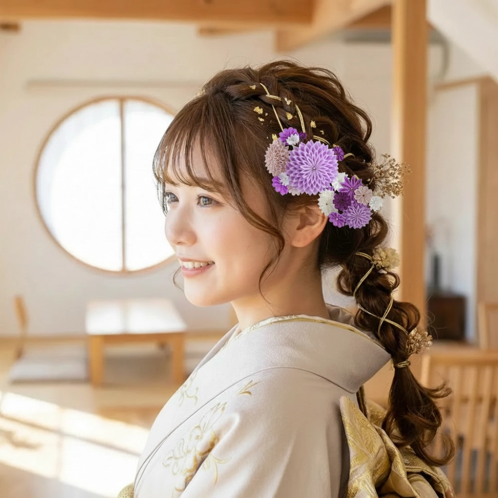 "Kuramae" Coming-of-Age Ceremony Tiered Chrysanthemum Set of 2 *Ichirindo Signature Model