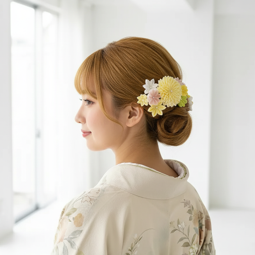 "Hanazono" stepped chrysanthemum comb style 2-piece set