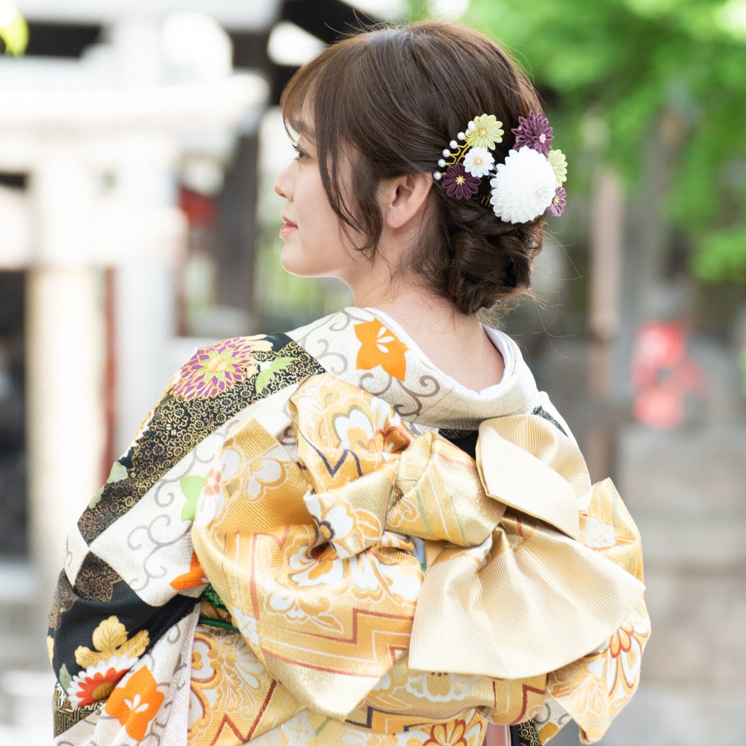 こびきちょう(丸段菊髪飾り3点セット・さがり付き)・ののくら作
