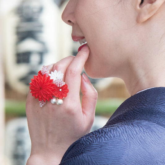 羽二重段菊リング(フリーサイズ)