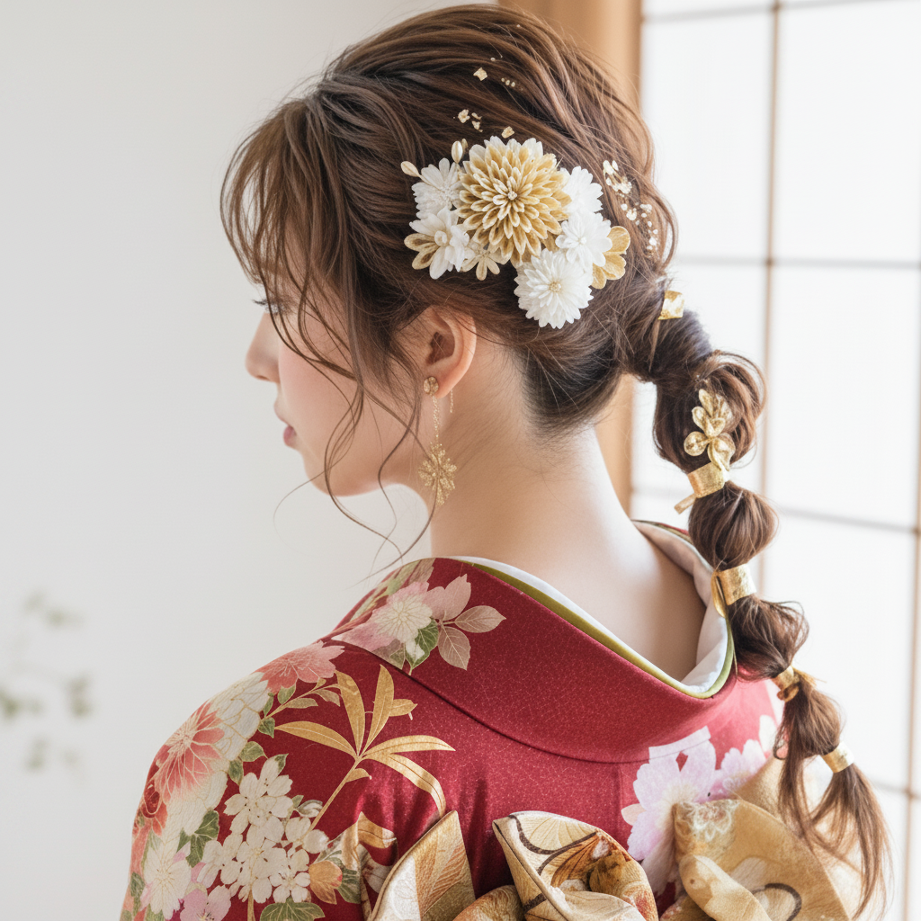"Ebisu" Chrysanthemum Comb Hairpin Set of 2