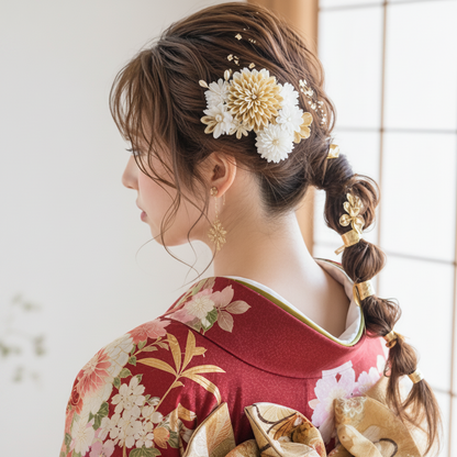 "Ebisu" Chrysanthemum Comb Hairpin Set of 2