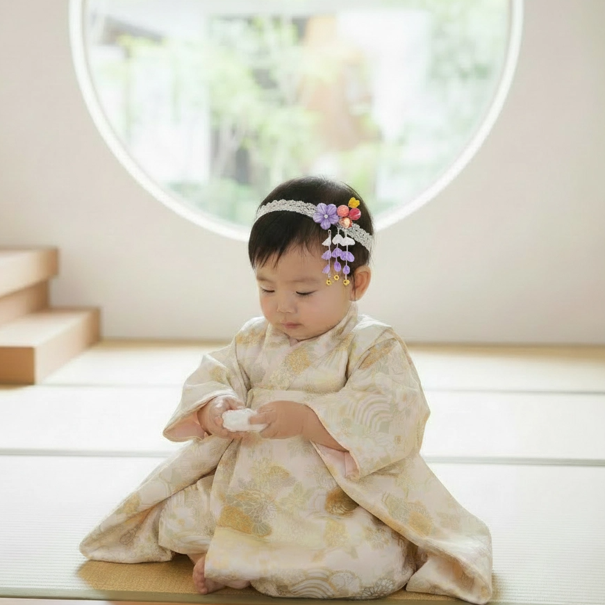"New Moon" Shichi-Go-San Hair Ornament (Snap Pin Style)