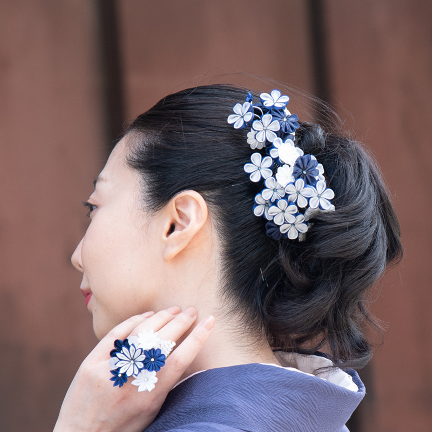 「やねせん」剣つまみで出来たコーム式髪飾り2点セット