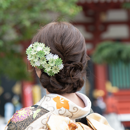 「やねせん」剣つまみで出来たコーム式髪飾り2点セット