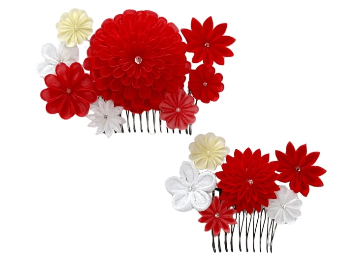 つまみ細工 髪飾り 915615r レッド 赤 菊 シルク ちりめん 成人式 振袖 髪飾り 卒業式 袴 髪飾り 結婚式 和服 和装 着物 浴衣